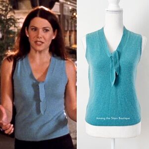 Very Rare Vintage Light Blue Cashmere Necktie Top ASO Lorelai in Gilmore Girls